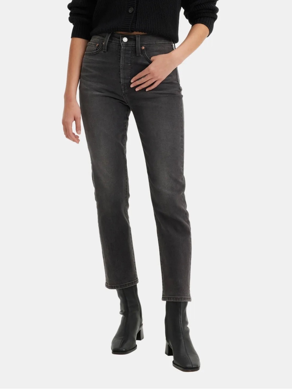 Levi’s Wedgie Straight High Rise Black Wash Jeans Size 27 NWT